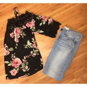 Floral Cold Shoulder Top by  BCX
